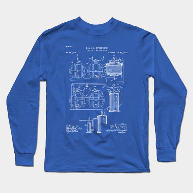 Brewery Patent - Beer Art - Blueprint Long Sleeve T-Shirt by patentpress